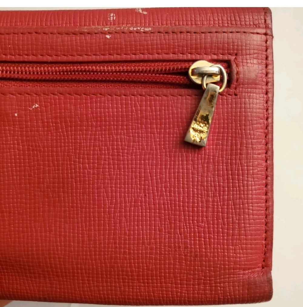 MCM Scarlet Leather Wallet with Gold Accents - Picture 8 of 8